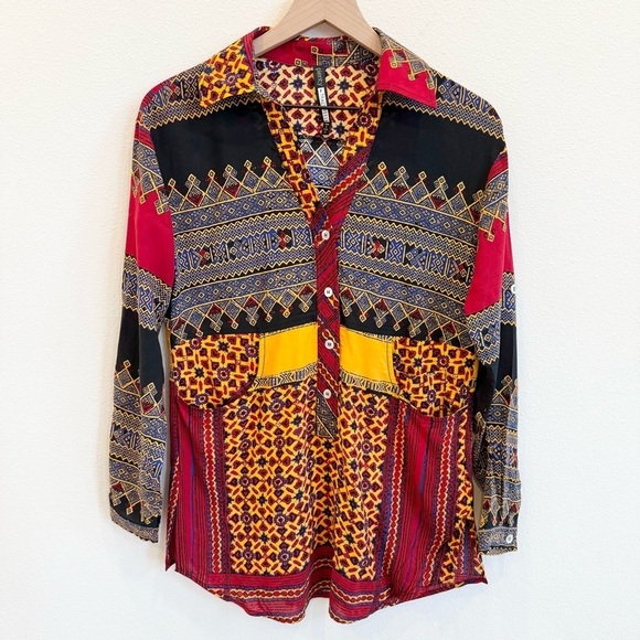 Tracy Reese Tops - Plenty By Tracey Reese Women’s Vibrant Tribal Printed Button Down Blouse Size XS